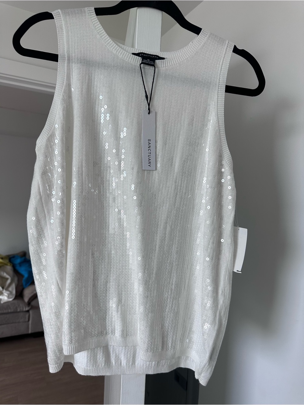 Sanctuary White Sequin Tank Top - Picture 3 of 4